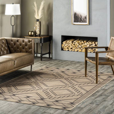 Elin SuperiorWash Moroccan Border Easy-Jute Machine Washable Area Rug