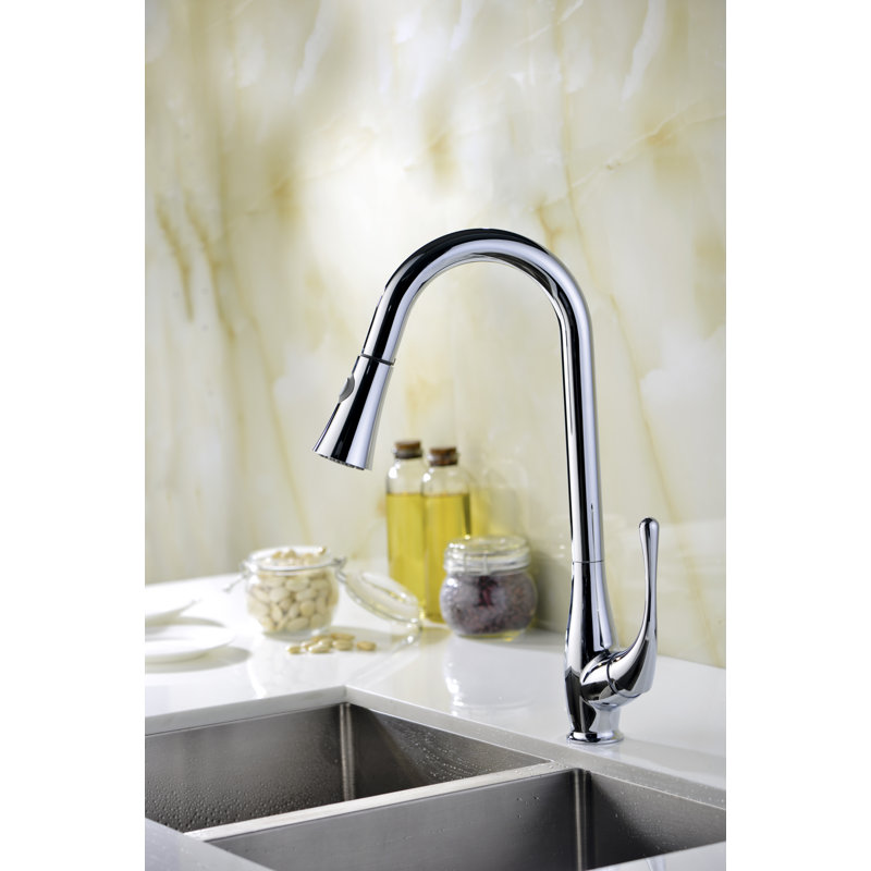 Polished Chrome Pull-Down Kitchen Faucet with Spray