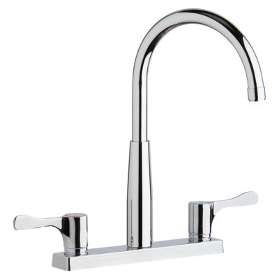 Pull Down Double Handle Kitchen Faucet With Deck Plate And Handles
