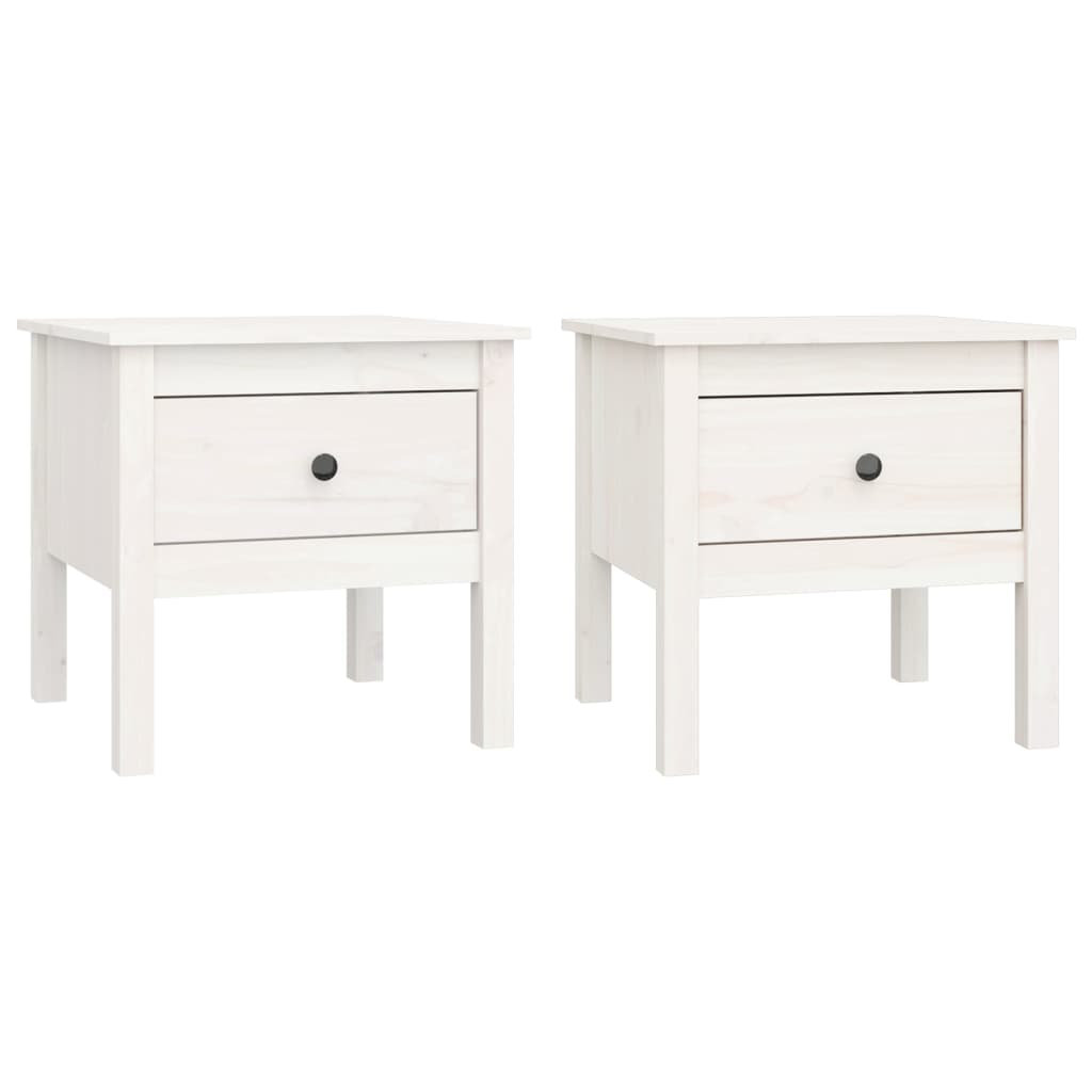 Vidaxl (White, 50 X 50 X 49 Cm/2) 1/2X Solid Wood Pine Side Table Multi Colours 40X40x39 Cm/50X50x49 Cm - Image 3