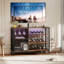 Armoire-bar 42 po avec lumières DEL, prises de courant et rangement pour bouteilles de vin, brun rustique