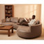 Canapé modulaire en cuir courbé de 128 po avec méridienne et 7 coussins-1191290800-1191290801