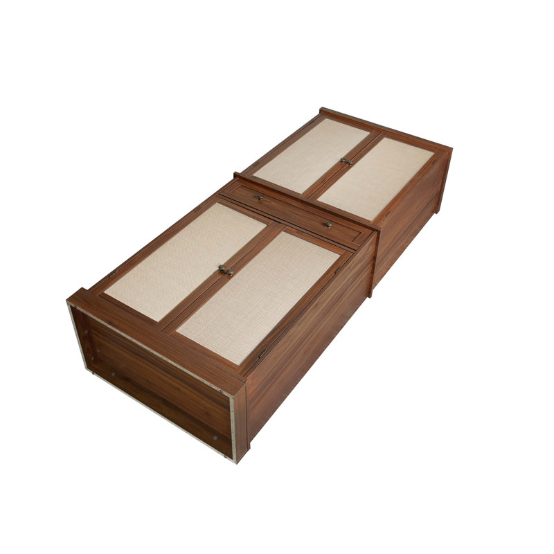 Armoire de rangement avec 4 tablettes intérieures réglables, Noyer