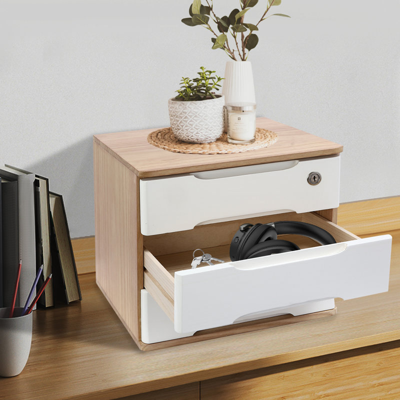 Villeroy Solid Wood Desk Organizer, White/Beige