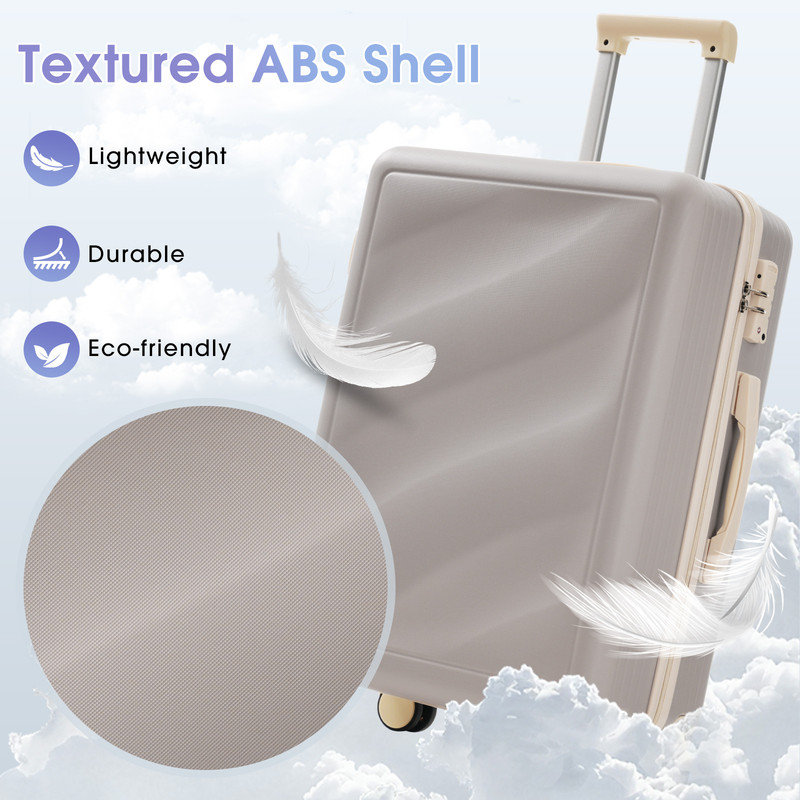 Ensemble de 3 valises de voyage à coque rigide en ABS 20/24/28 pouces avec roulettes TSA Lock