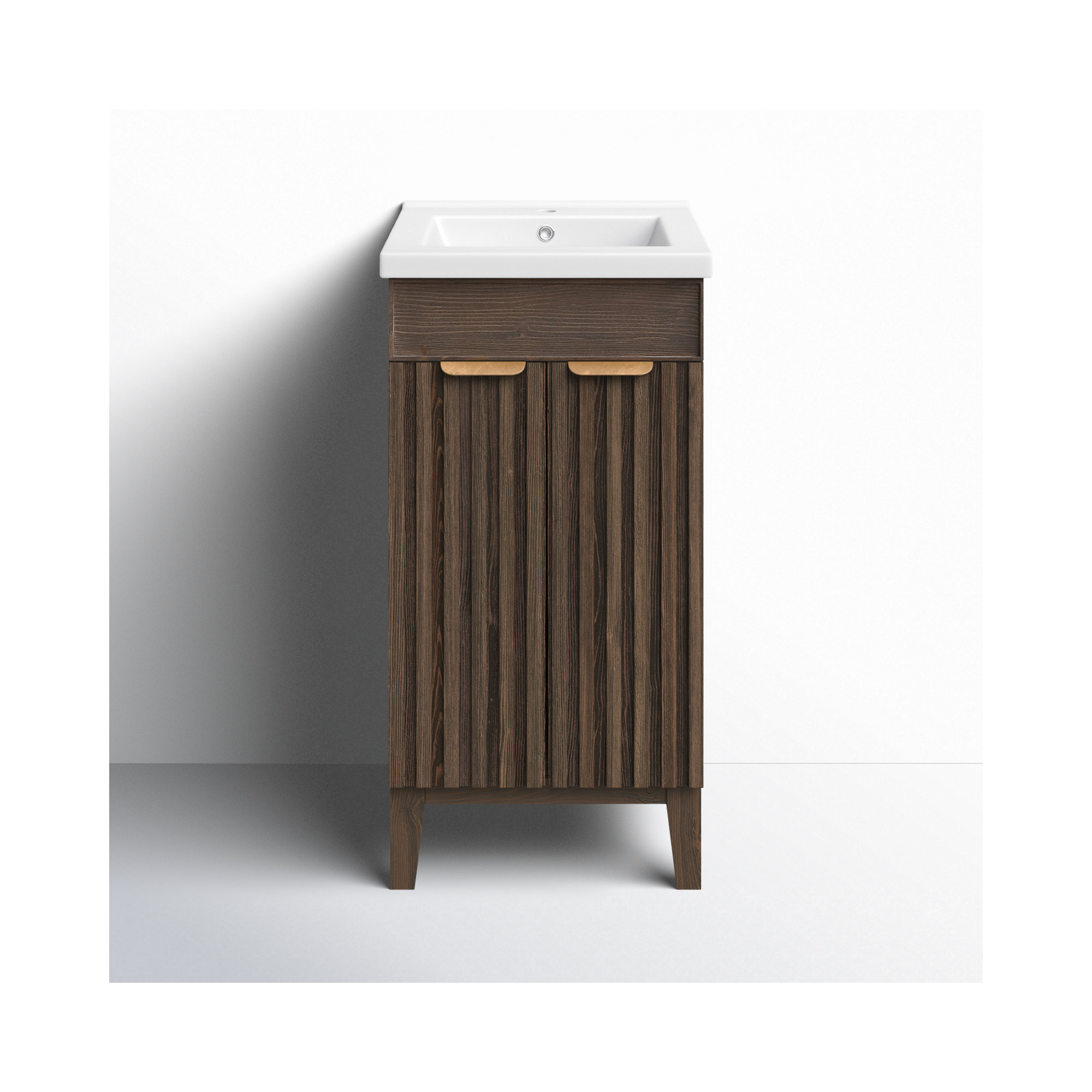 Dansfield 18.1'' Single Bathroom Vanity, Spruce Antique Brown, Brushed Gold