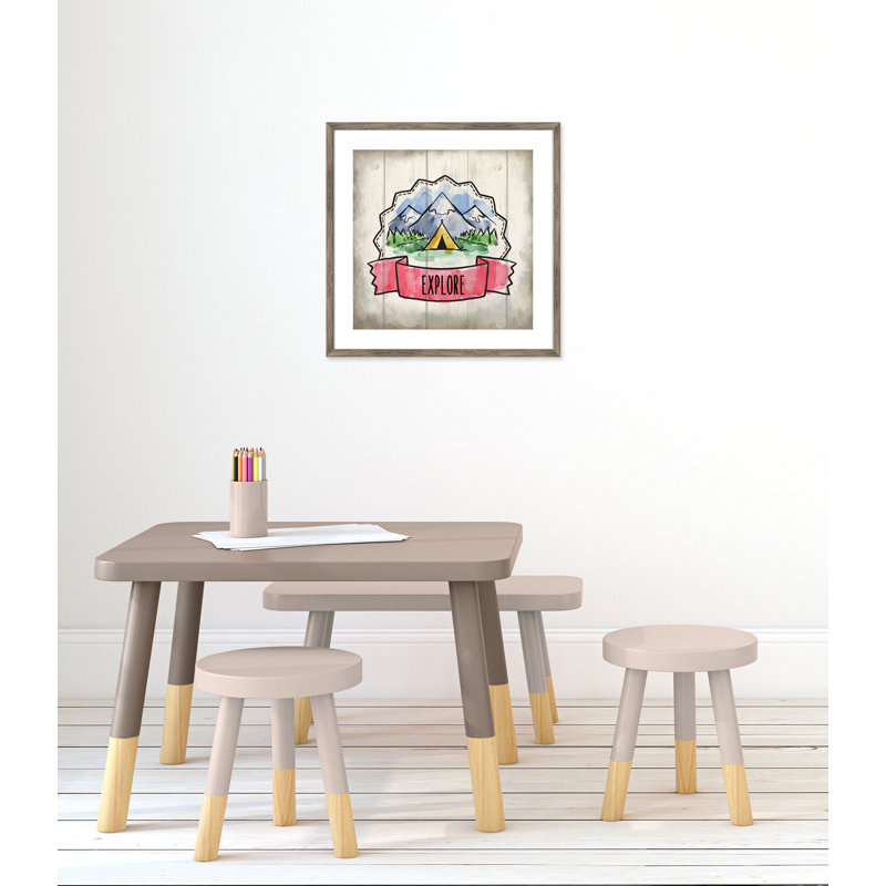 «Adventure is out There 2», art encadré, 22.5" H x 22.5" W x 1.18" D, Encadré plat de bois de grange gris