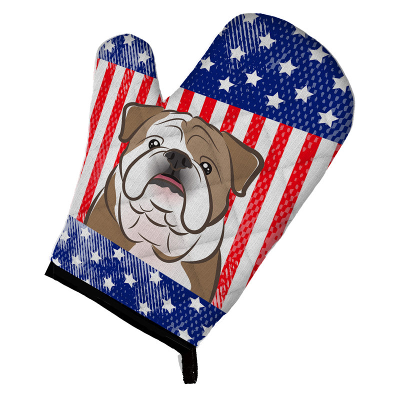 Caroline's Treasures American Flag Polyester Oven Mitt, Brown
