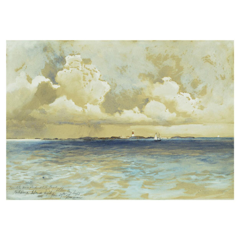 «Bahama Island Light» par Thomas Moran - Estampe numérique, H 32 po x l 40 po
