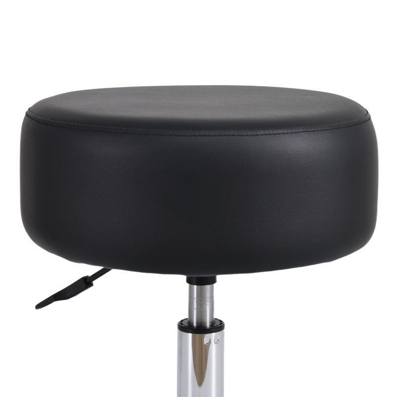 PVC Leather Upholstered Accent Stool, Black