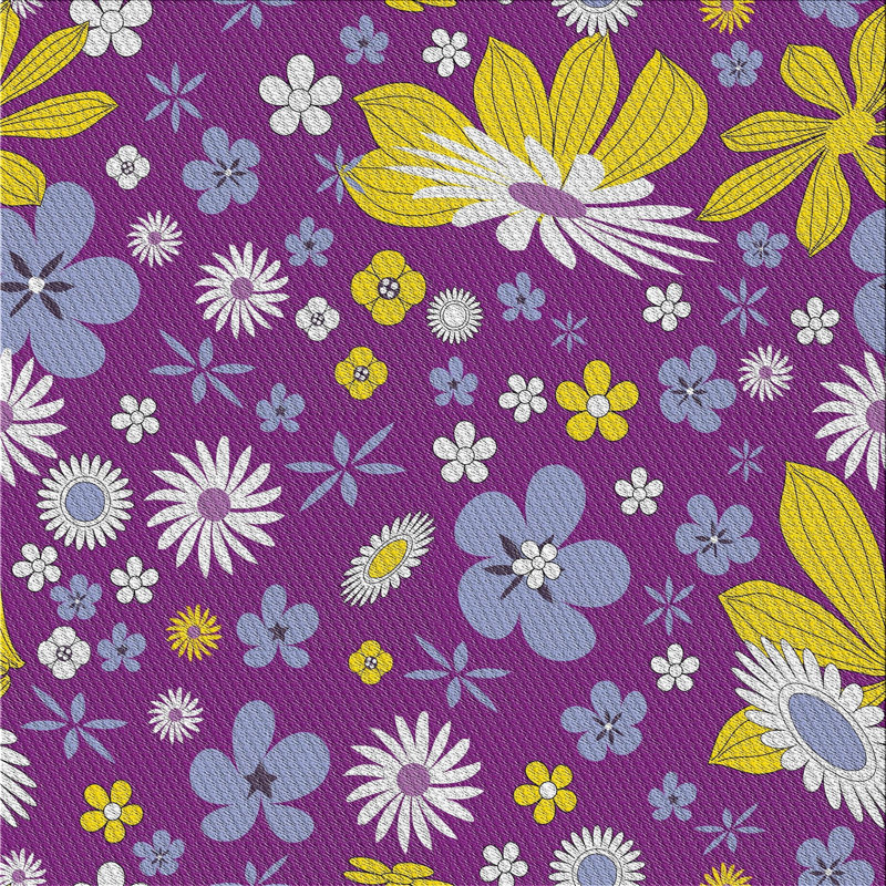 Tapis mauve à motif floral Shakir, Carré 7 pi