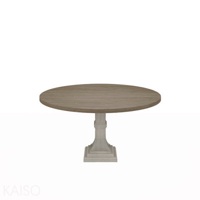 59" Round White And Gray Dining Table