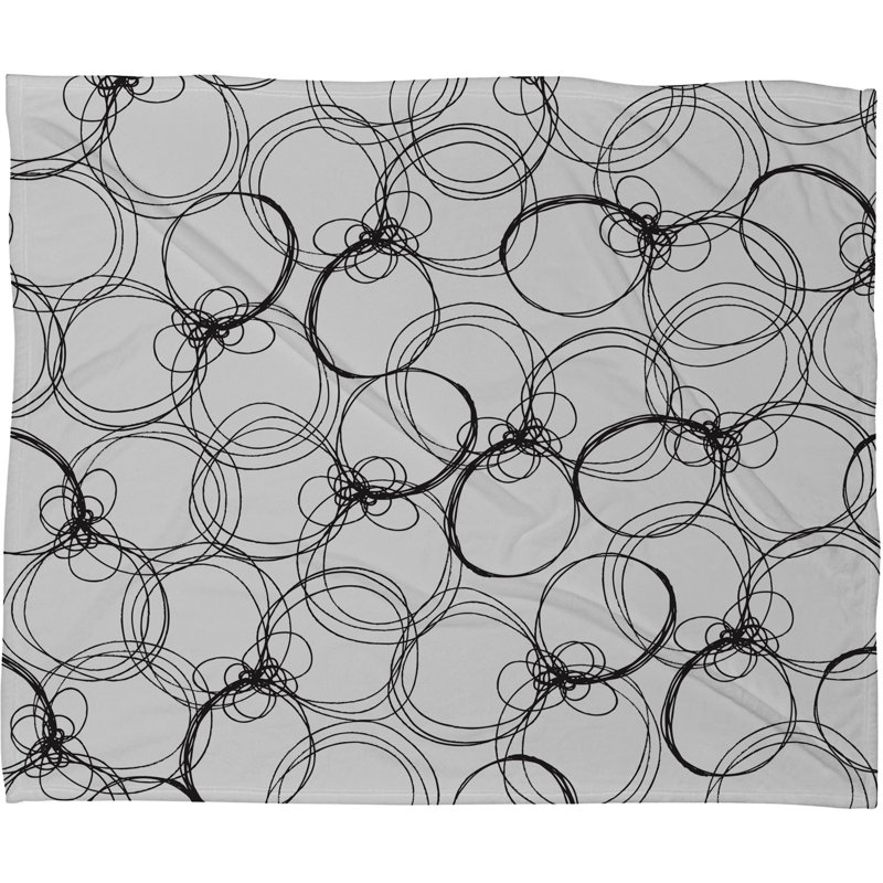 Jeté cercles, Moyen, Blanc ronds noirs