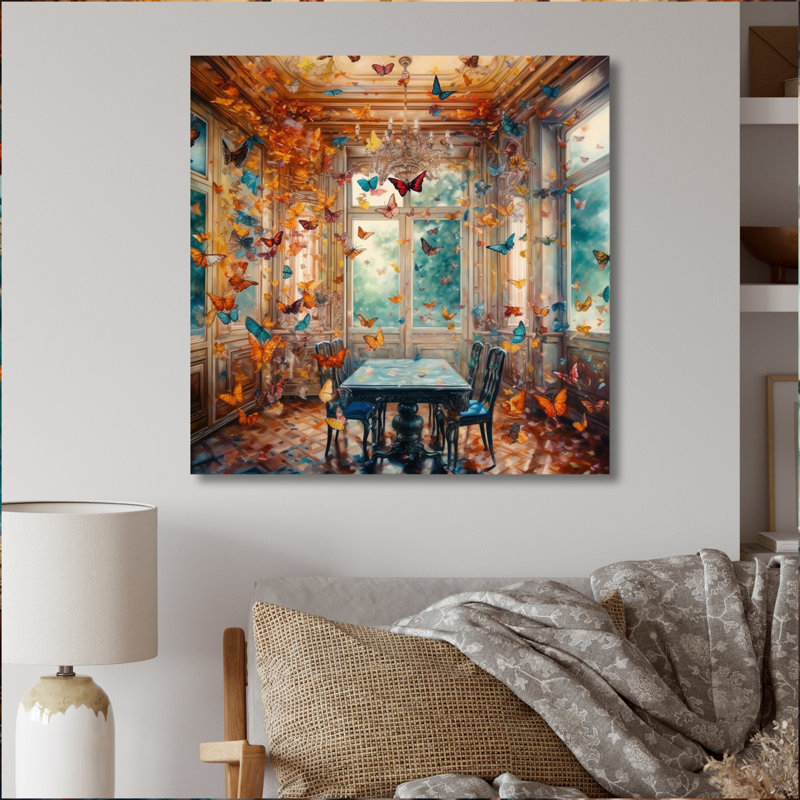 Rytas Dreamy Butterfly Room - Art mural floral, H 36 po x l 36 po, Toile tendue