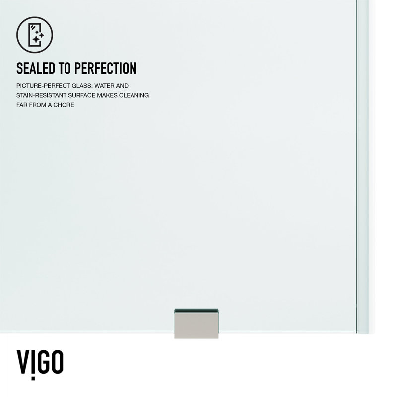 Elan 52-56" W x 74" H Sliding Frameless Shower Door with 3/8" Clear Glass, Stainless Steel