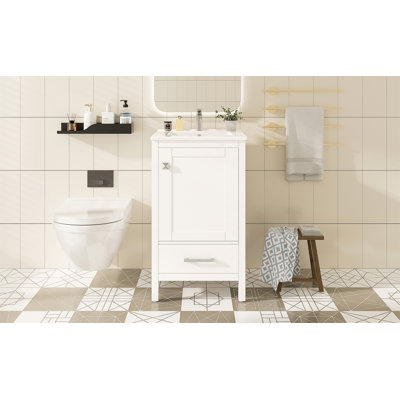 Meuble-lavabo moderne de 20 pouces avec lavabo en céramique