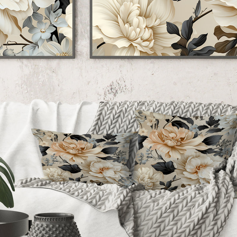 Urban Victorian Chic Victorian Pattern VIII - Floral Printed Throw Pillow, H 16 po x l 16 po