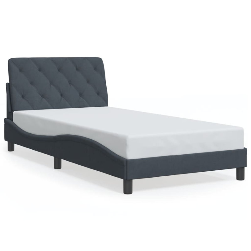 vidaXL Bed Frame with LED without Mattress Piran Dark Grey 100x190 cm Velvet, Twin, Dark grey