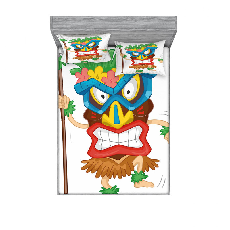 Ensemble de draps portant un masque Coon, Ensemble de drap pour grand lit avec drap-housse