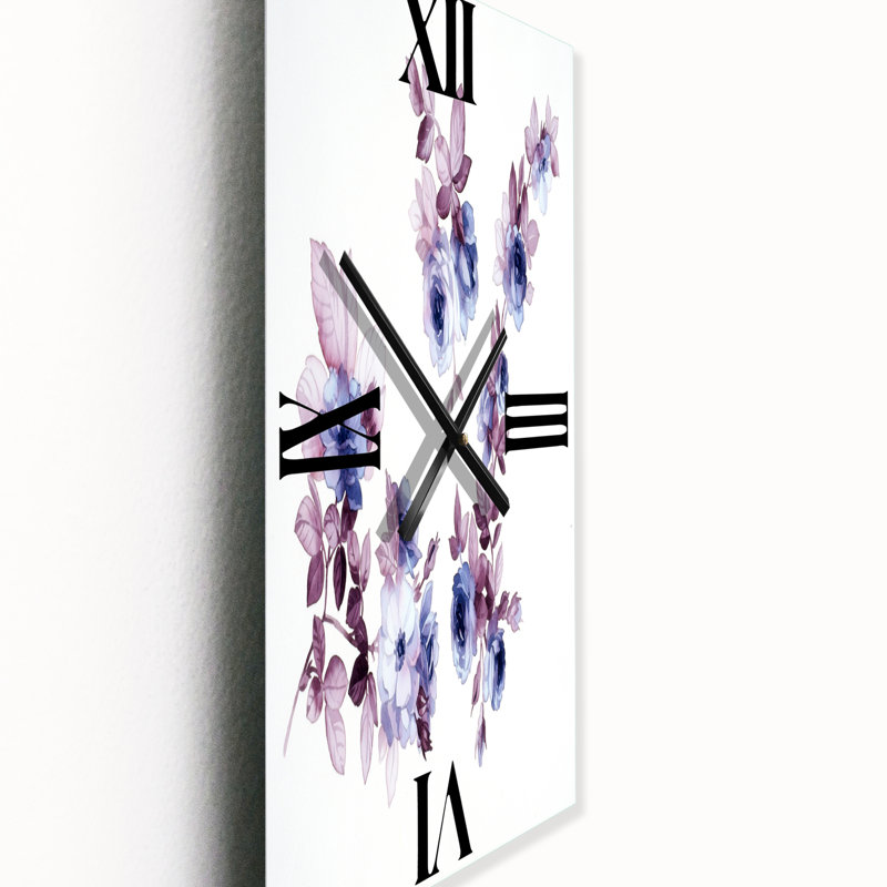 Horloge murale mauve Wildflowers I, Grand