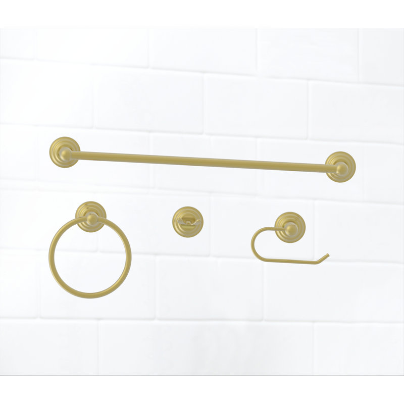 4 - Piece Bathroom Hardware Set, Matte Gold