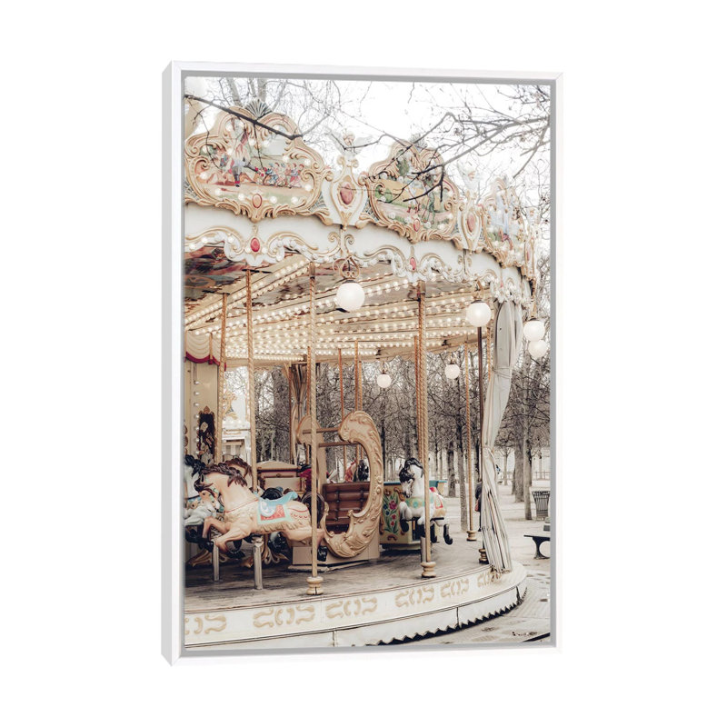 " Paris Carousel X " by Ruby And B, White Framed Canvas, No Mat, 18" H x 26" W x 1.5" D