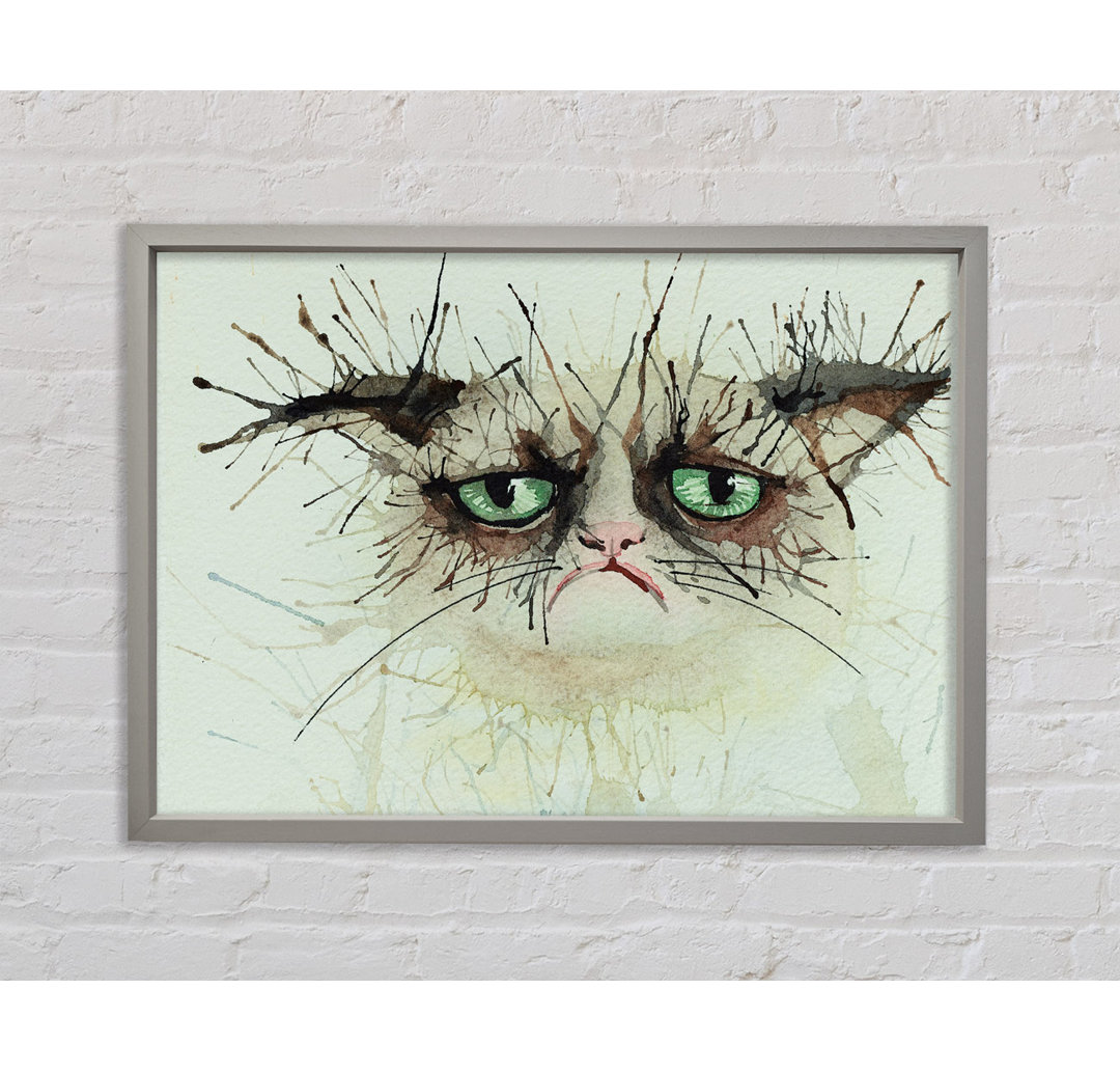 Grumpy Cat Aquarell Splat - Einzelner Bilderrahmen Kunstdrucke auf Leinwand