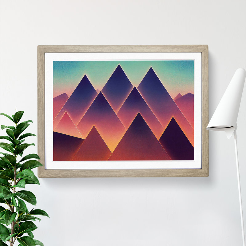 Futuristic Pyramids Vol.2 Abstract - Single Picture Frame Print, Oak Framed, 25cm H x 34cm W x 2cm D