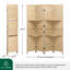 Cloison pliante en rotin à 4 panneaux, écran d'intimité tissé en bois autoportant, cloison de séparation avec / sans tablettes de présentation pour la chambre à coucher du salon-35264823-35264841