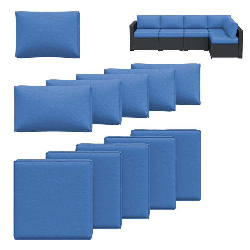 Ensemble de housses de coussin d'extérieur 11 pièces pour canapé modulaire 5 places, housses seulement, Marine