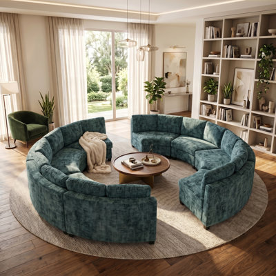 Upholstered Curved Sectional Symmetrical