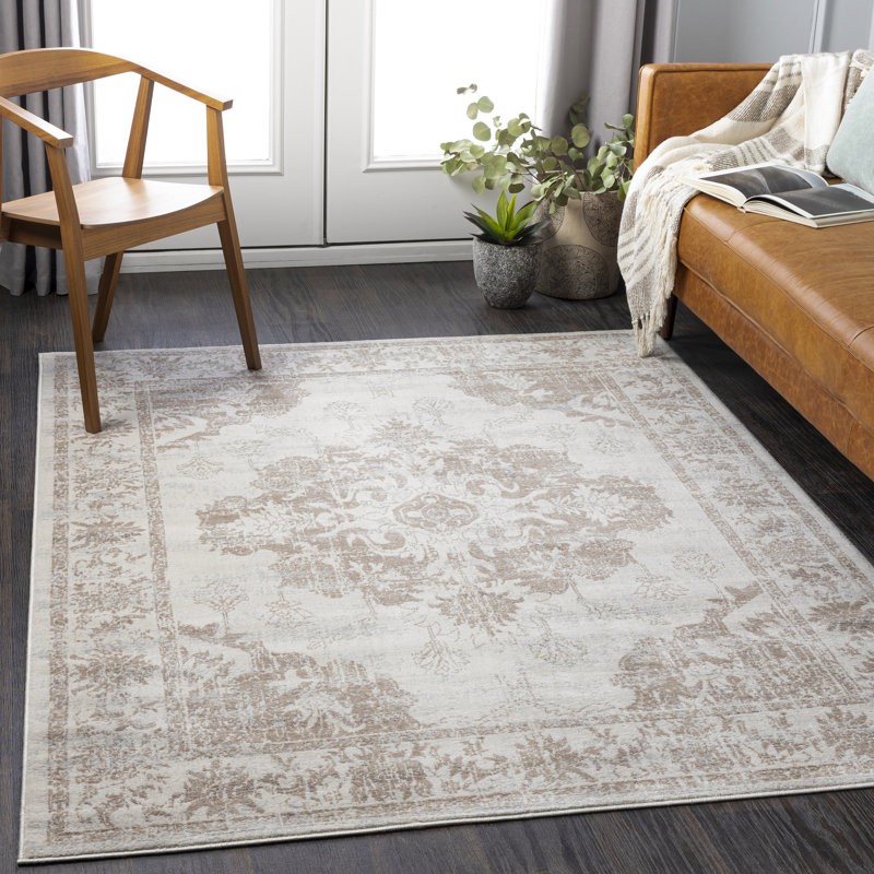 Tapis oriental brun clair / ivoire / gris Emmert, Rectangle 9 pi x 12 pi 3 po