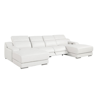 1116 4-Piece U-Shaped Sectional In Top-Grain Italian Leather With 2 Power Recliner & Adjustable Headrests – Open Seating Design