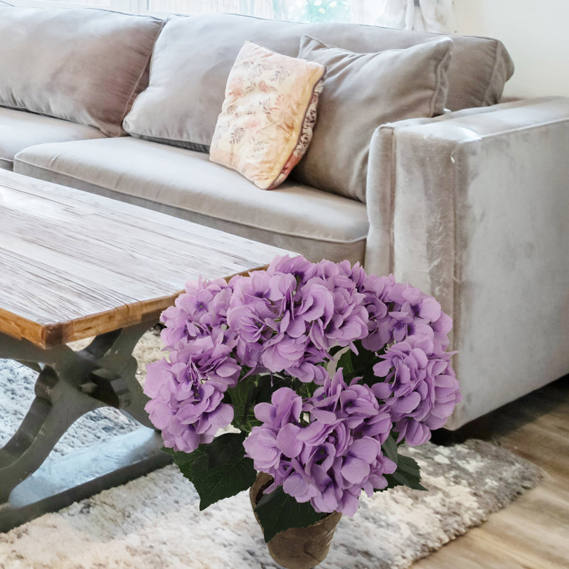 Hortensia beige 20 pouces avec 7 fleurs - décor d'hortensia artificiel, Lavande