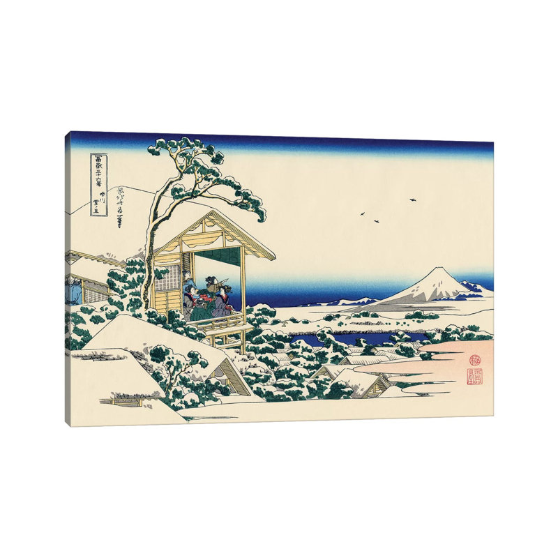 Tea House At Koishikawa, The Morning After Snowfall, C.1830 by Katsushika Hokusai - Wrapped Canvas Painting