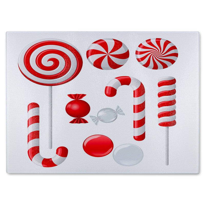 Different White Candies Dining Glass Chopping Board, 28cm L x 20cm W