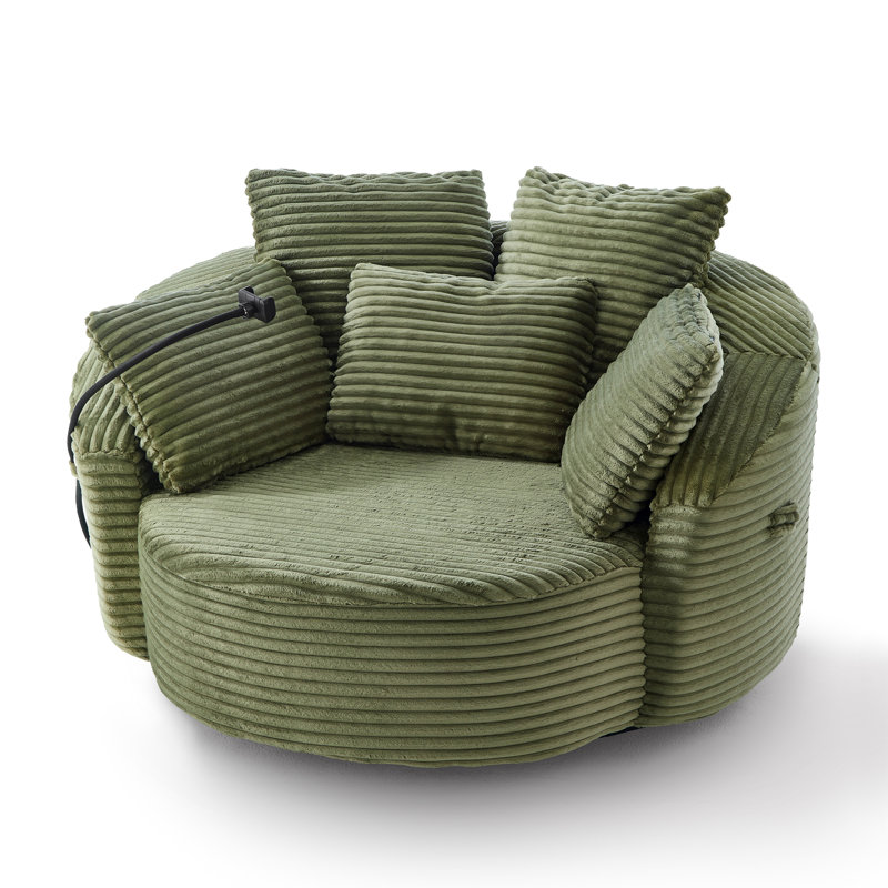 Canapé rond en velours côtelé 56 po, Vert