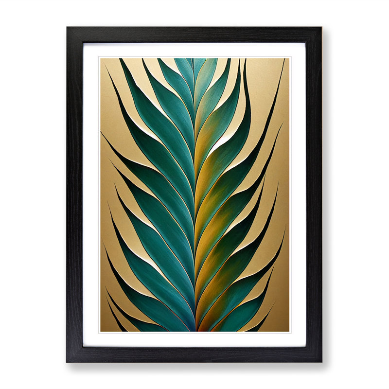 Tektas Fern Leaf Classic Art Vol.3 - Picture Frame Print, 64cm H x 46cm W x 2cm D, Walnut