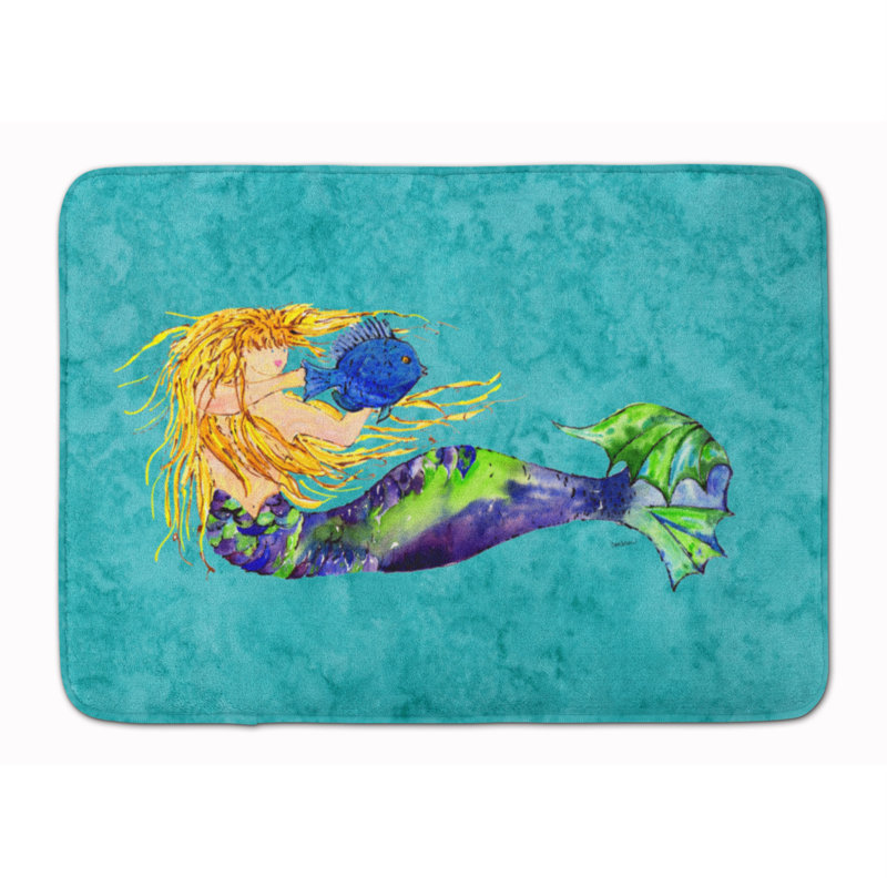 Mermaid Blonde Rectangle Microfiber Non-Slip Bath Rug