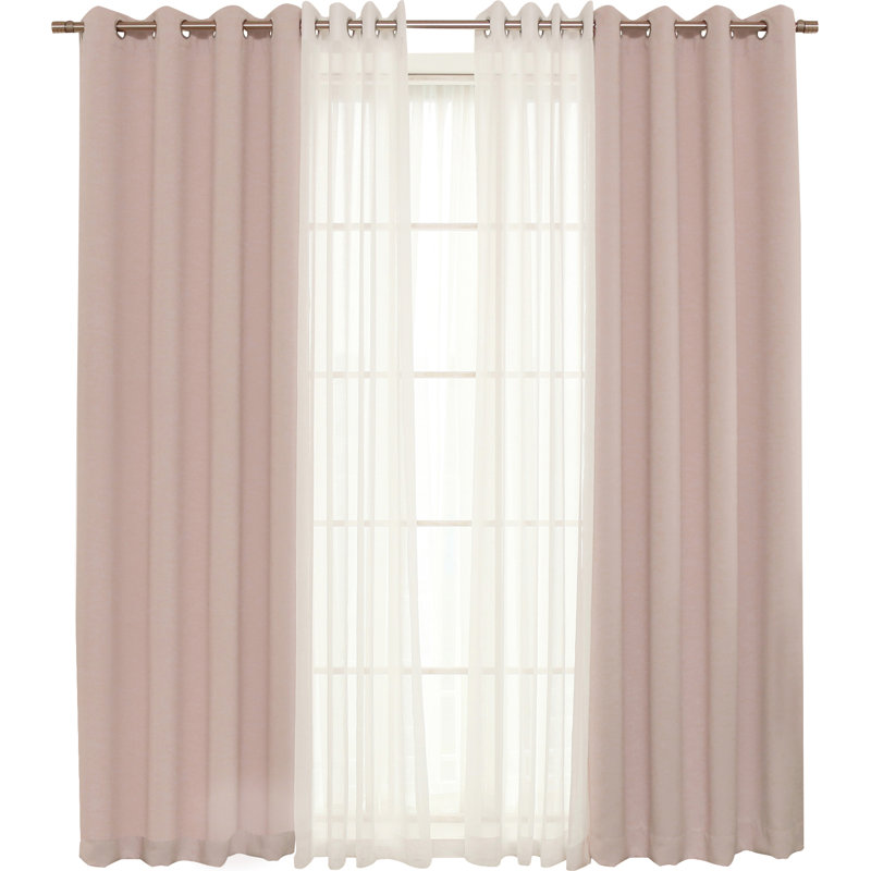 Paire de rideaux transparents avec œillets Granados, Rose bonbon