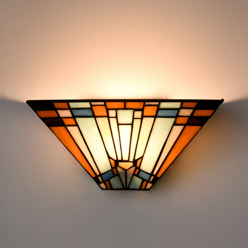Tiffany Style Wall Sconce With Stained Glass Shade - Thumbnail 2