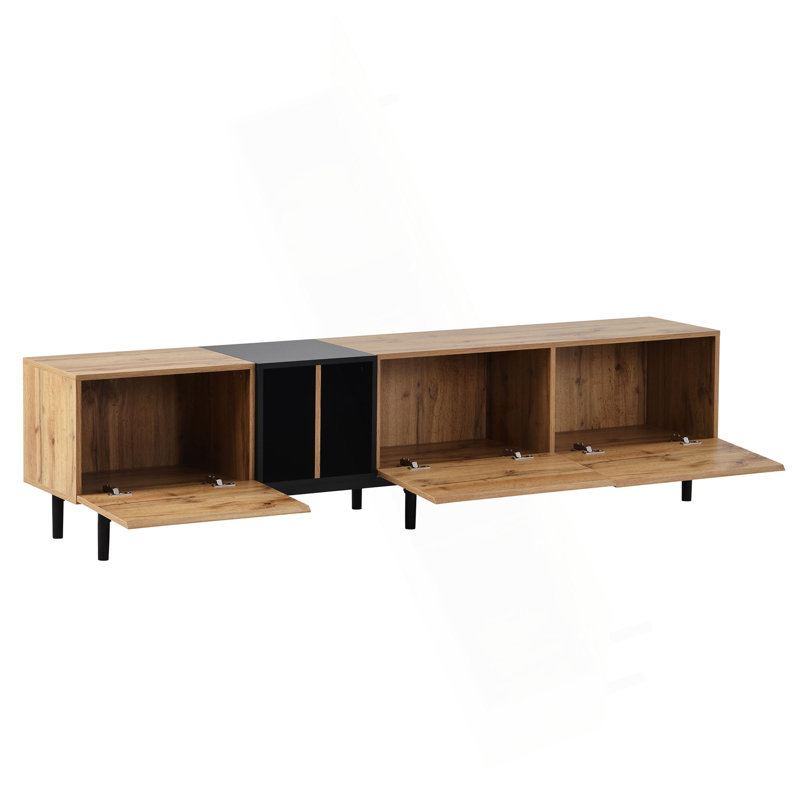 Modern TV Stand for 80'' TV with 3 Doors, Media Console Table, Entertainment Center with Large Storage Cabinet for Living Room, Bedroom