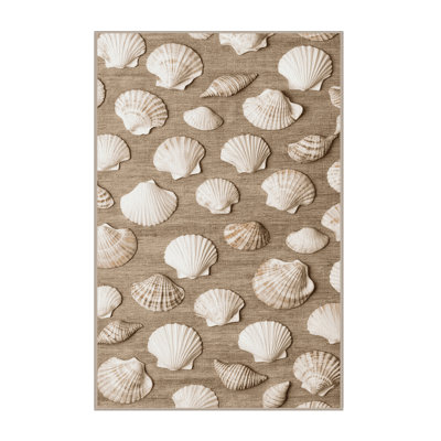 Washable Conch Collection Coastal Area Rug