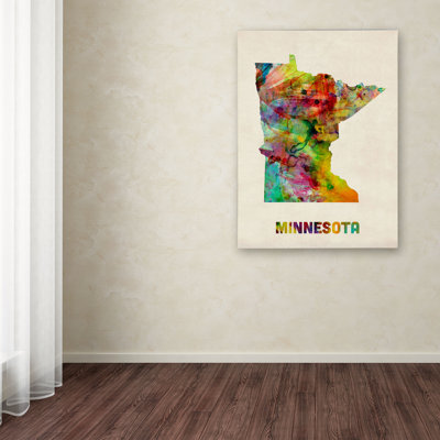 « minnesota map », impression sur toile tendue