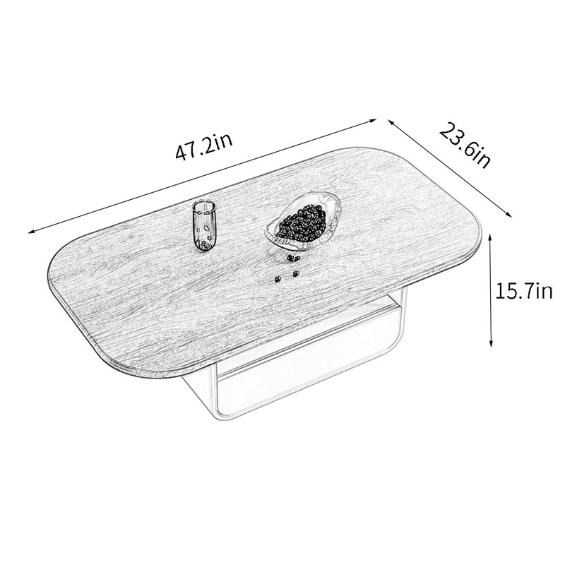 Table basse rétro simple et moderne, H 15,7 po x L 47,2 po x l 23,6 po, Beige
