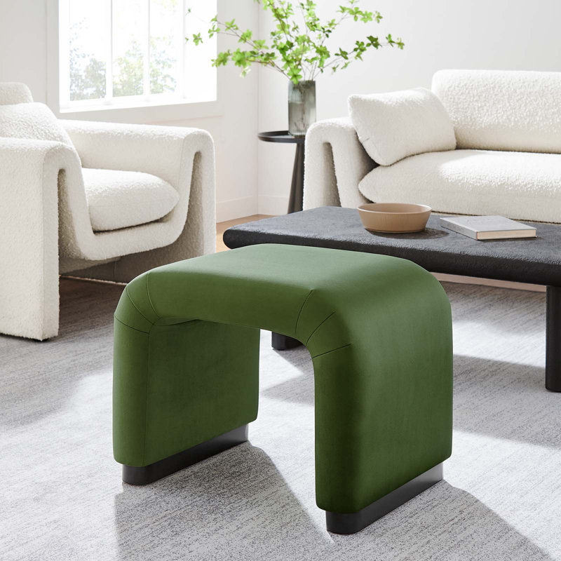 Modway Koda Solid Wood Accent Stool, Moss Green/Black