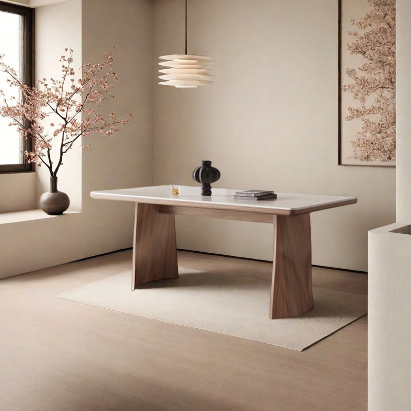 Table de salle à manger Rock Rock, robuste et durable, Brun, H 29,52 po x L 70,86 po x l 31,49 po, Beige