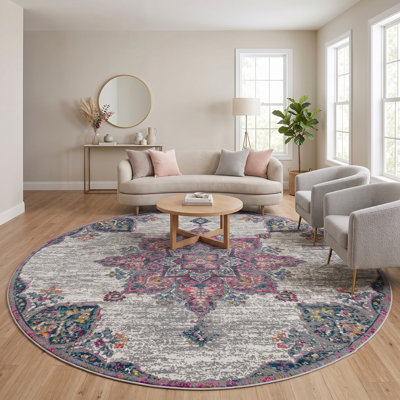 Tapis rose / gris Miranda Medallion
