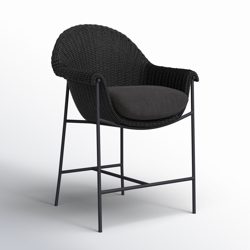 Suerte Outdoor Bar Stool, 42.25" H x 26.5" W x 25.5" D, Gray, Black