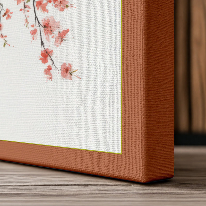 Blossom Tree Japandi - Wrapped Canvas, 36x24 - 91.4 x 61.0 cm, Terracotta Border
